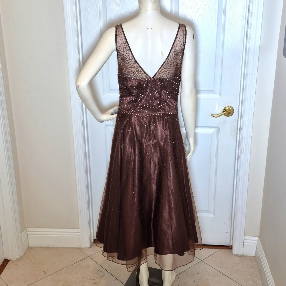 Sue Wong brown midi dress size 10 - Picture 2 of 6